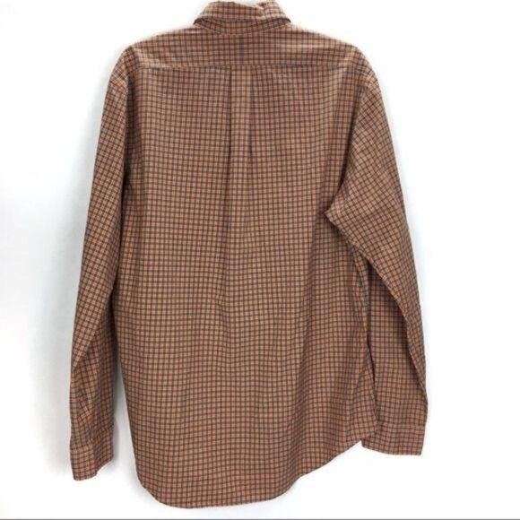 Ralph Lauren Orange Navy Plaid Button Down Shirt Men's 16 1/2 L - Picture 6 of 8